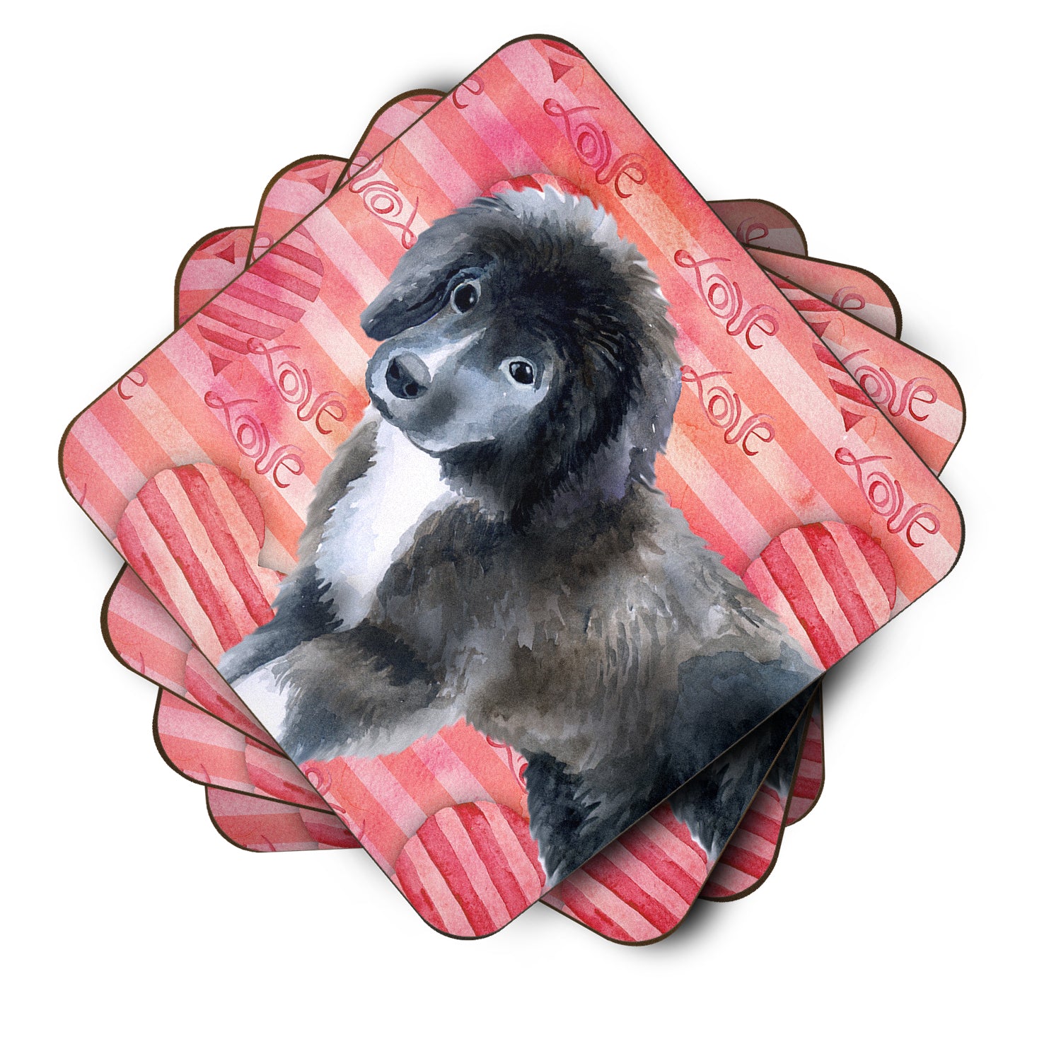 Newfoundland Puppy Love Foam Coaster Set of 4 BB9786FC - the-store.com