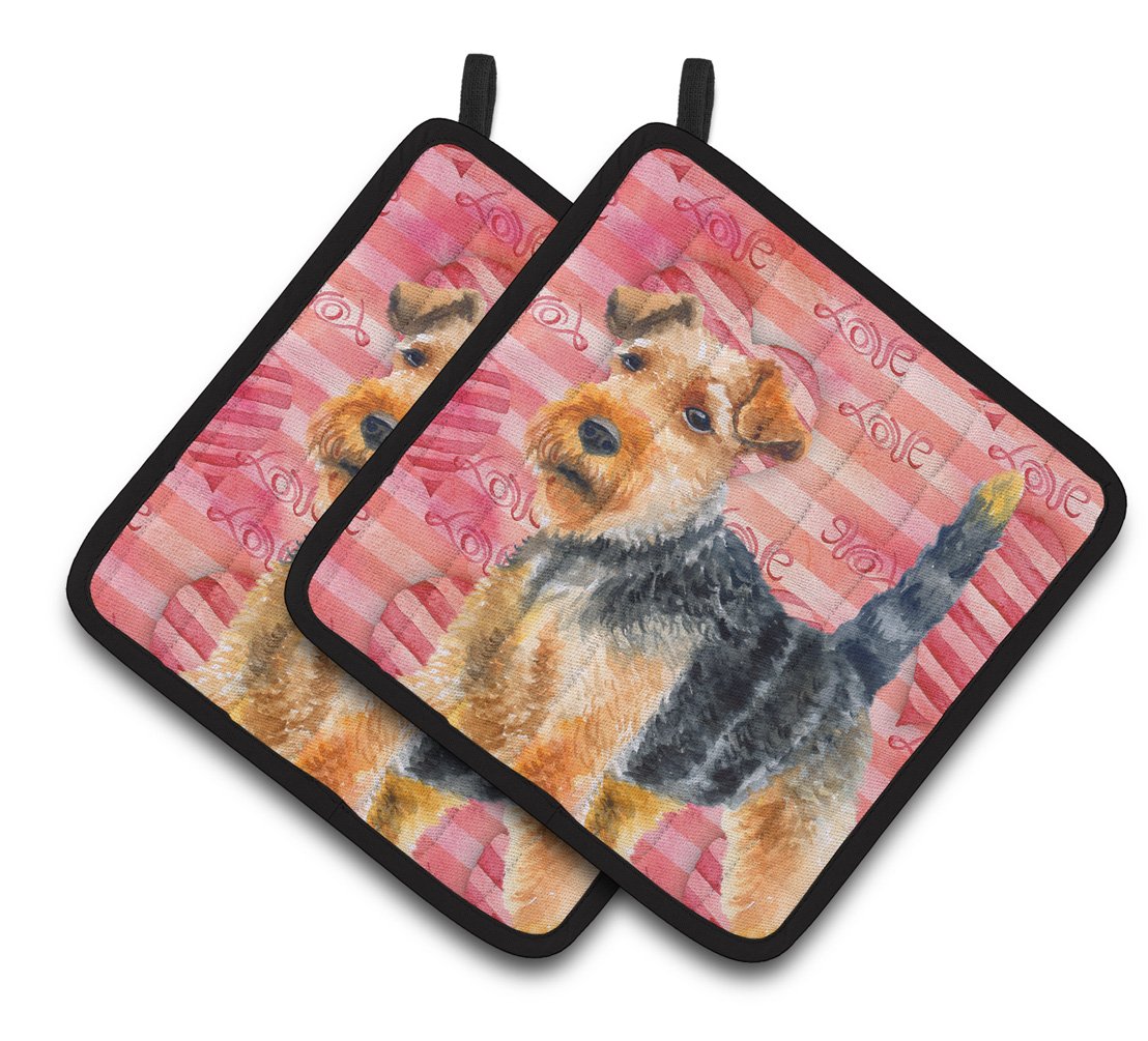 Welsh Terrier Love Pair of Pot Holders BB9787PTHD by Caroline's Treasures