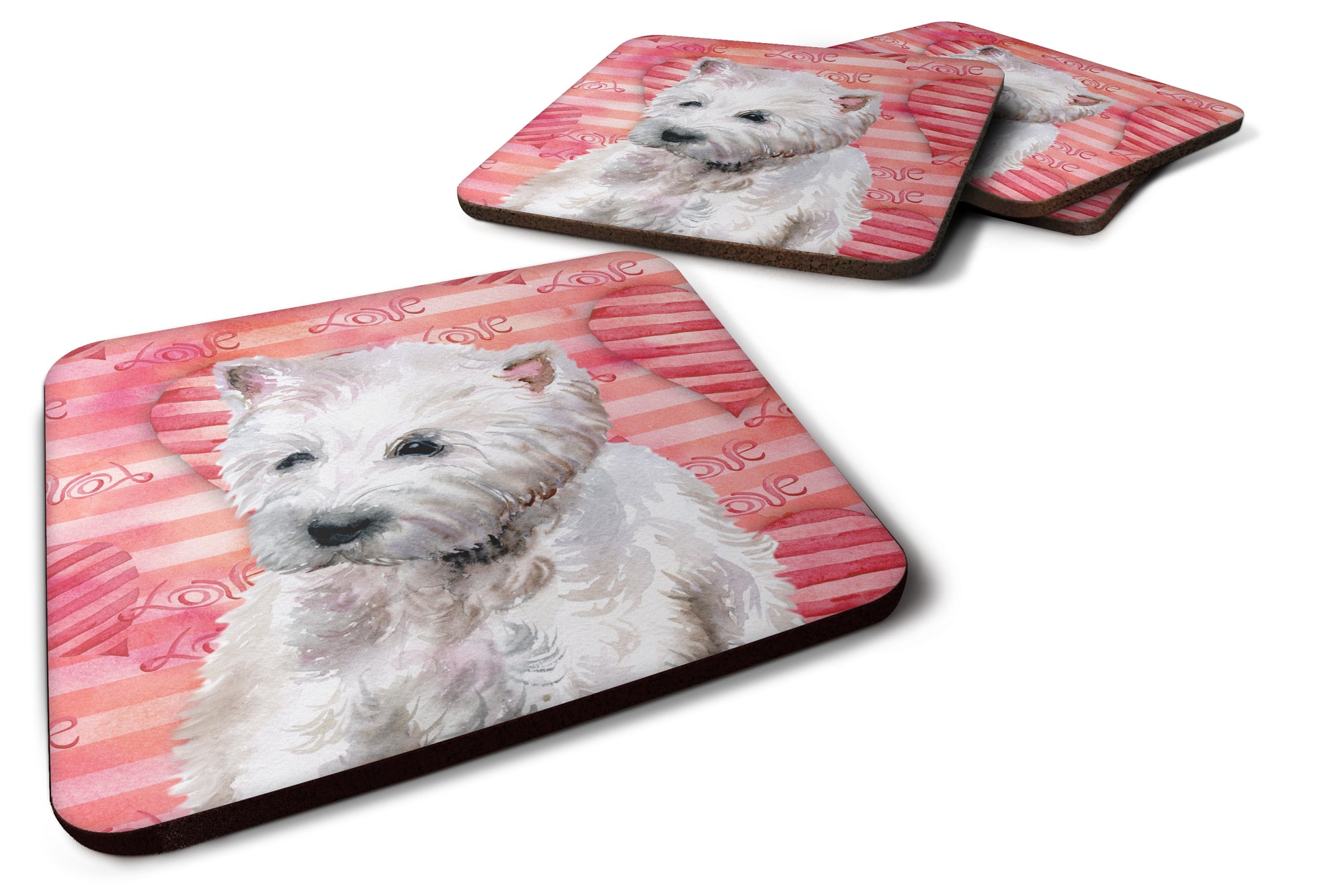 Westie Love Foam Coaster Set of 4 BB9788FC - the-store.com