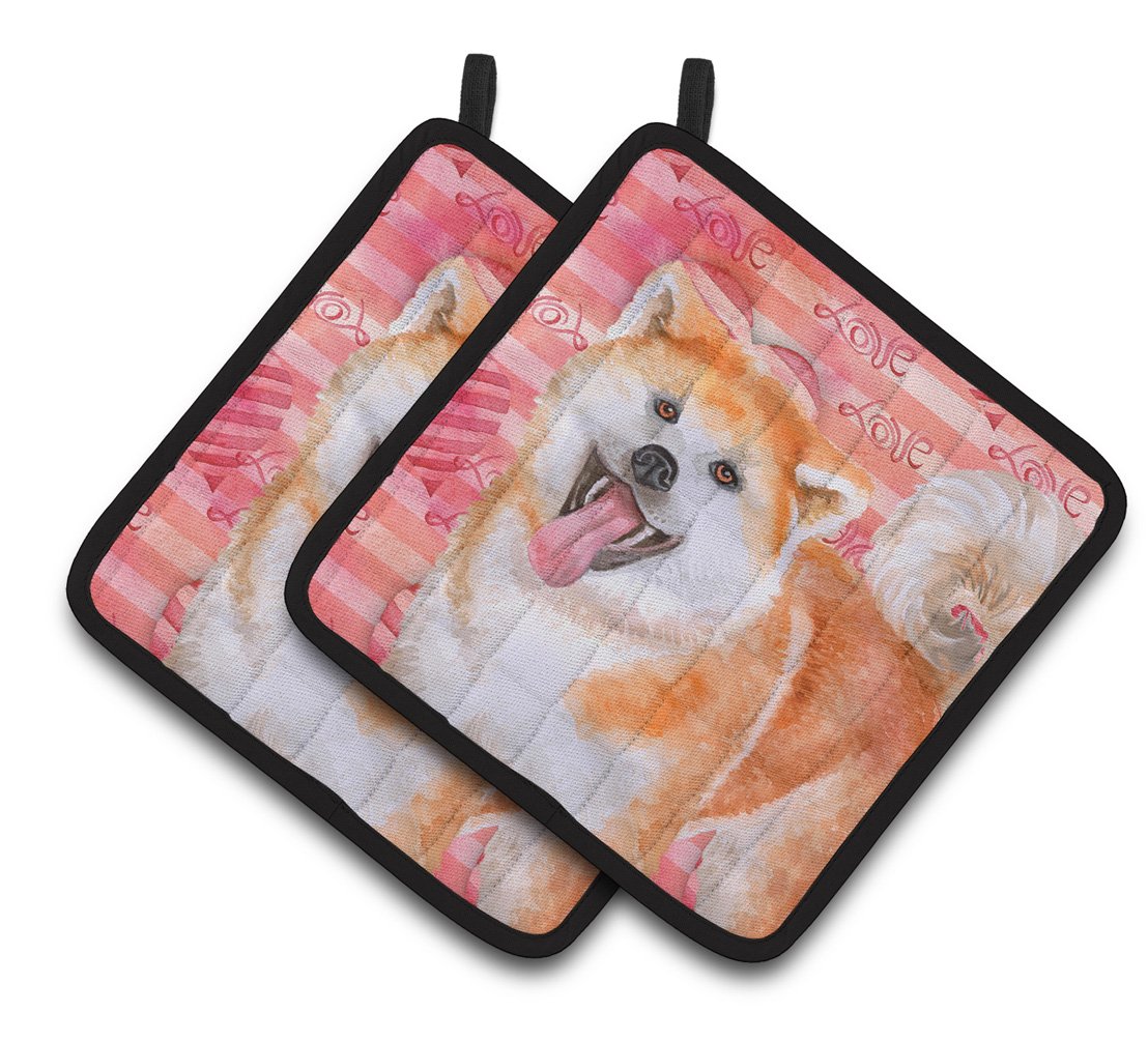 Akita Love Pair of Pot Holders BB9790PTHD by Caroline's Treasures