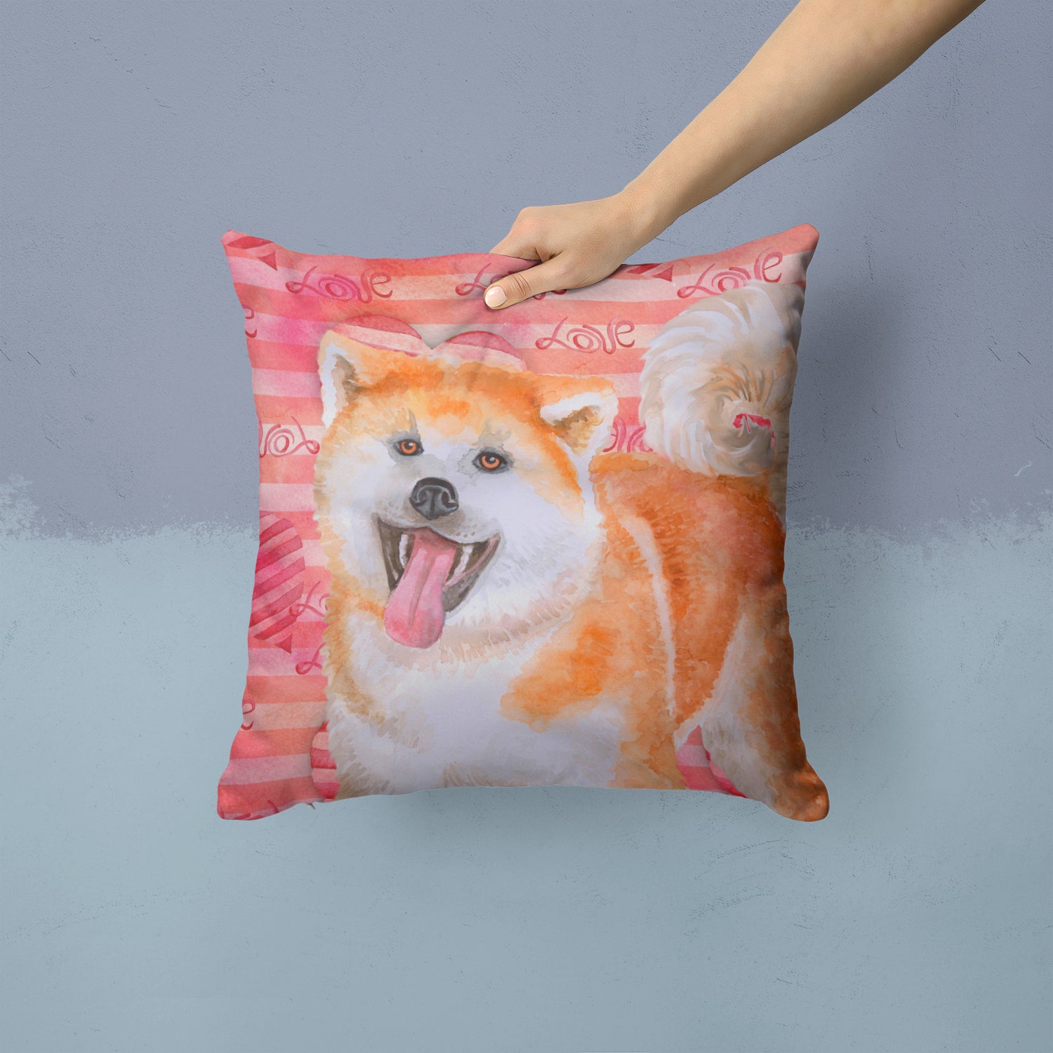 Akita Love Fabric Decorative Pillow BB9790PW1414 - the-store.com