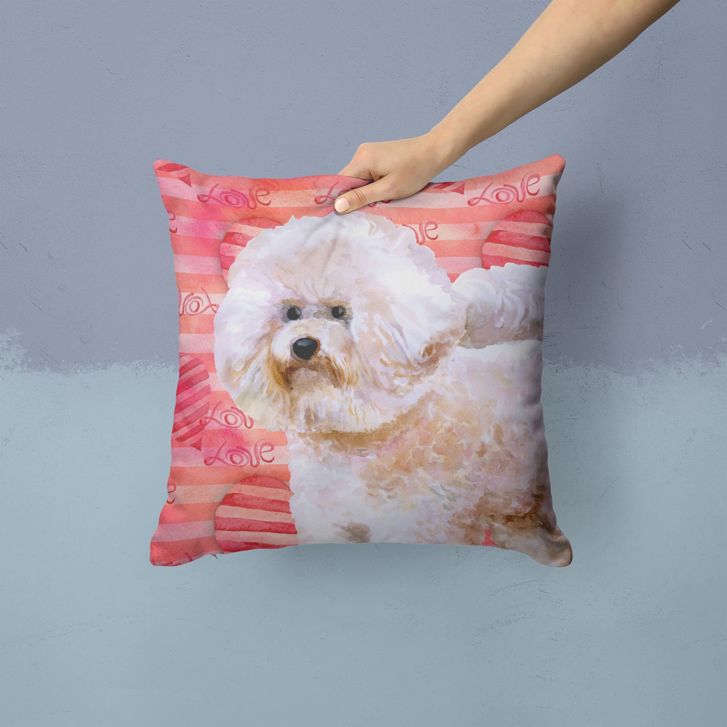 Bichon Frise #2 Love Fabric Decorative Pillow BB9792PW1414 - the-store.com