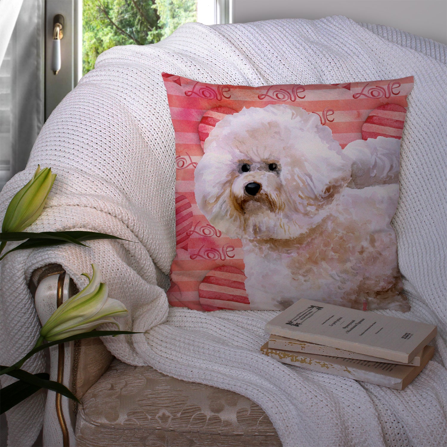 Bichon Frise #2 Love Fabric Decorative Pillow BB9792PW1414 - the-store.com