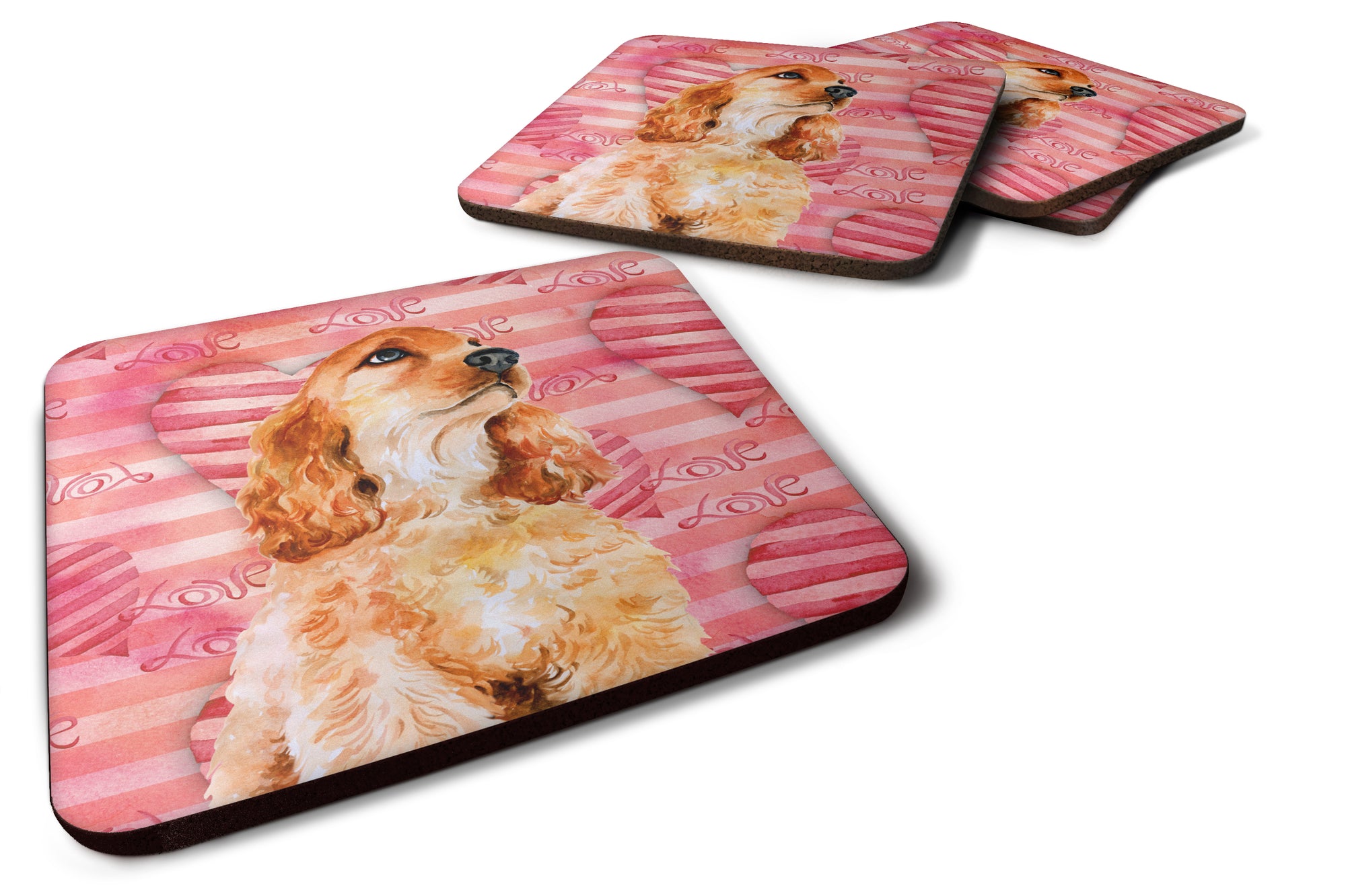 Cocker Spaniel Love Foam Coaster Set of 4 BB9793FC - the-store.com