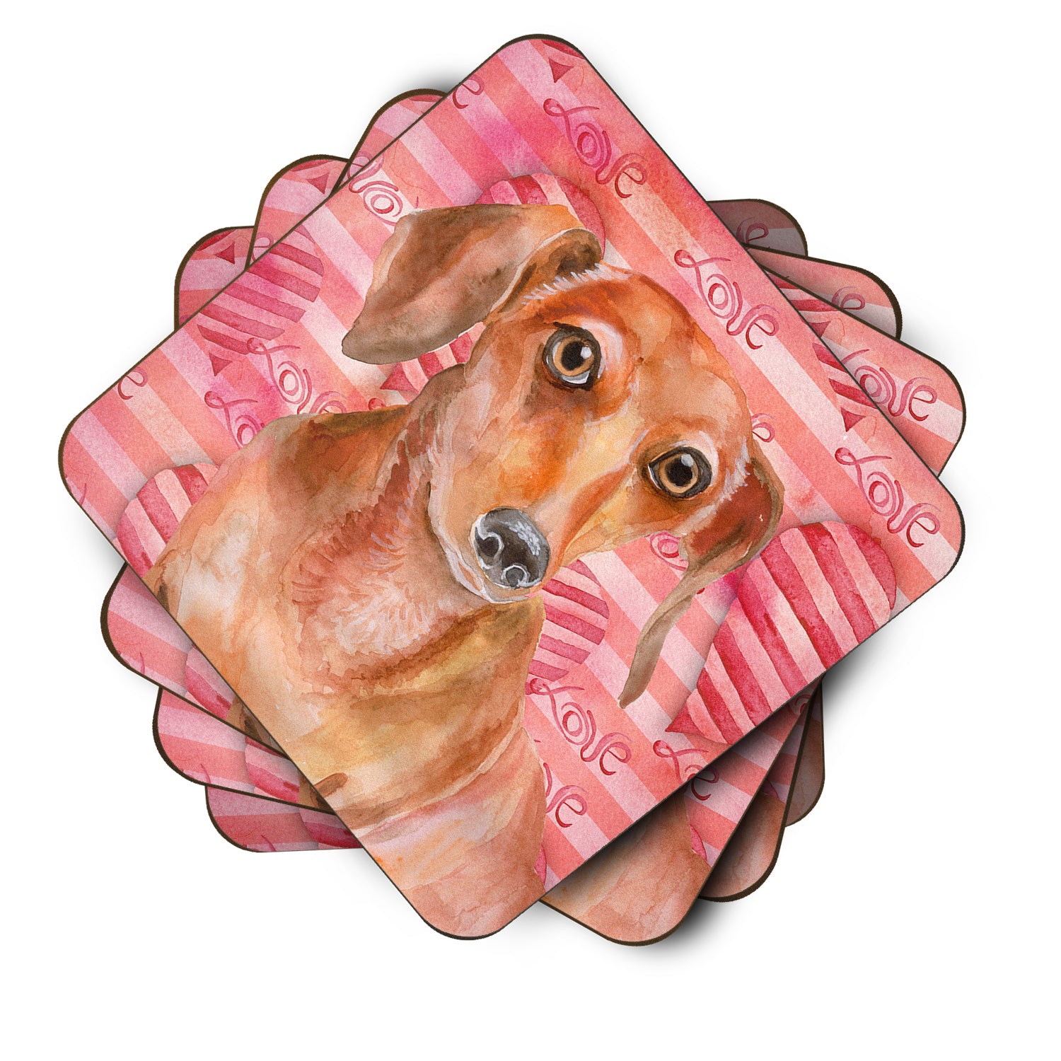 Red Dachshund Love Foam Coaster Set of 4 BB9794FC - the-store.com