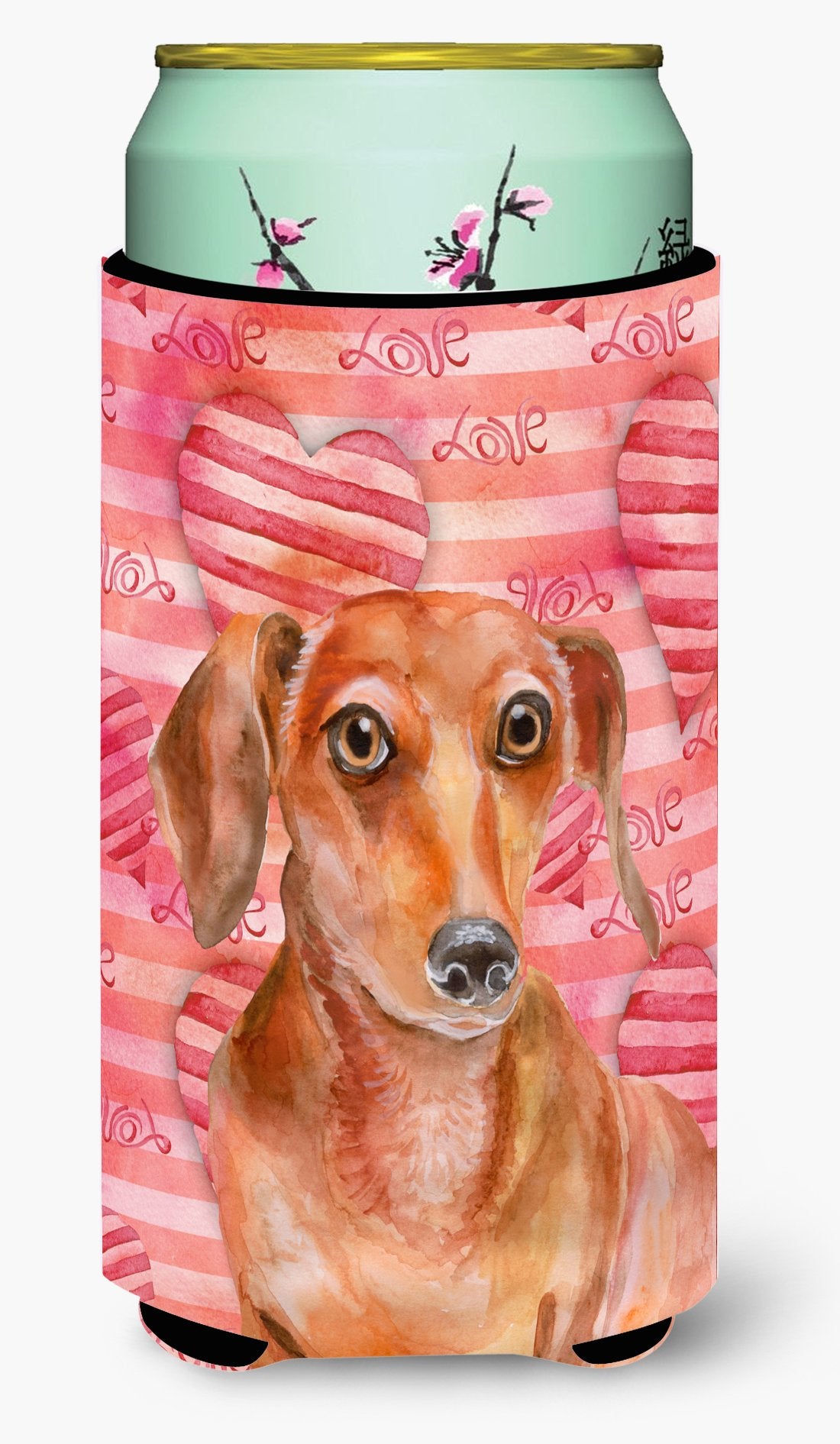 Red Dachshund Love Tall Boy Beverage Insulator Hugger BB9794TBC by Caroline's Treasures