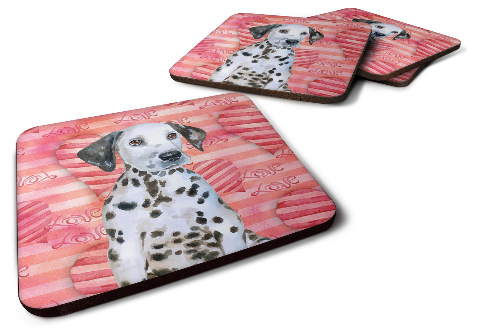 Dalmatian Puppy Love Foam Coaster Set of 4 BB9795FC - the-store.com