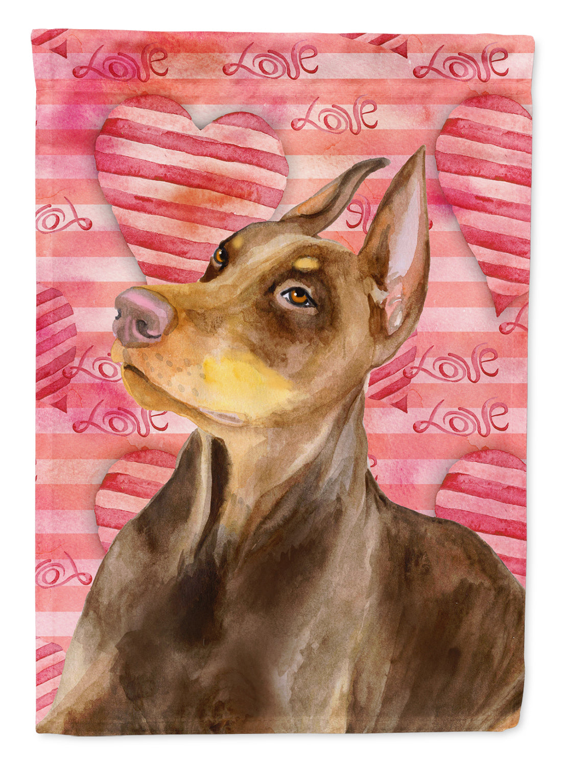 Doberman Pinscher Love Flag Canvas House Size BB9796CHF  the-store.com.