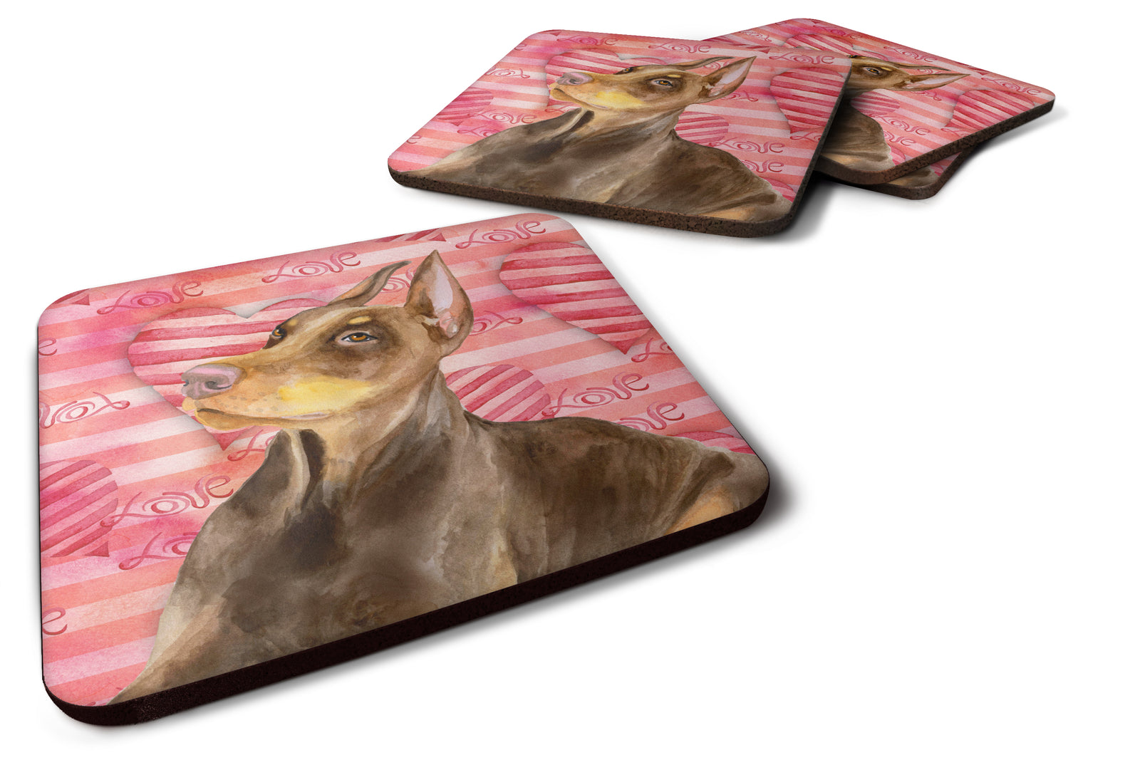 Doberman Pinscher Love Foam Coaster Set of 4 BB9796FC - the-store.com