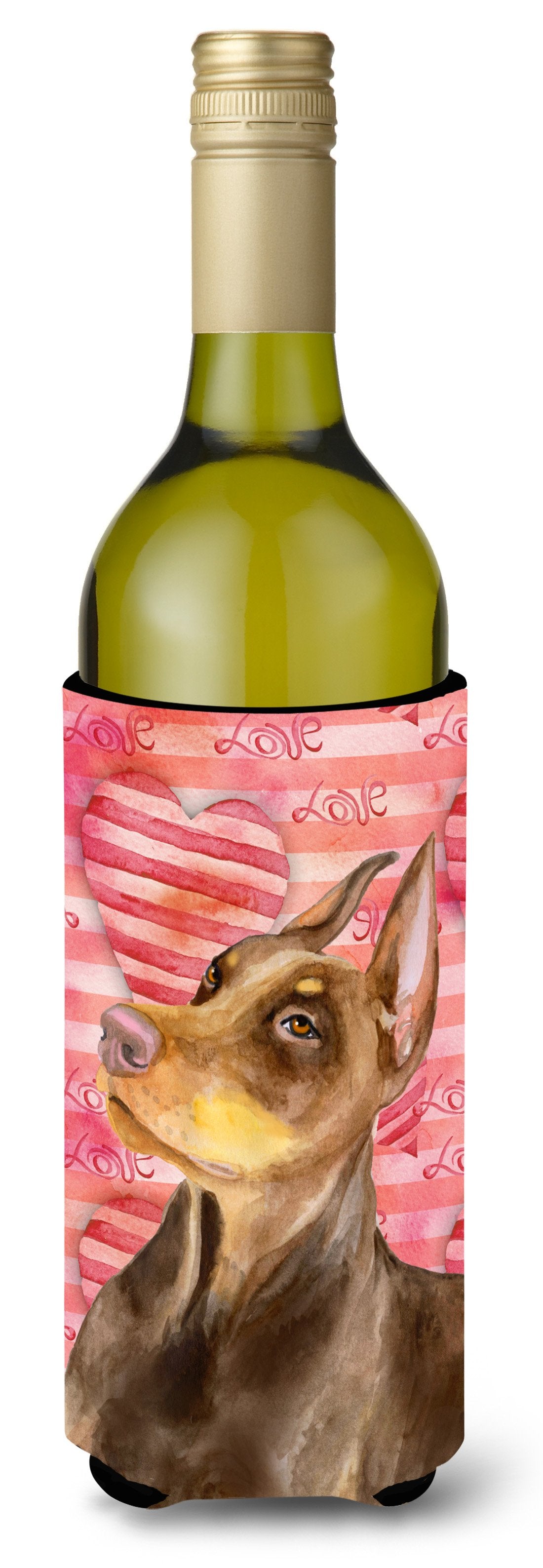 Doberman Pinscher Love Wine Bottle Beverge Insulator Hugger BB9796LITERK by Caroline's Treasures