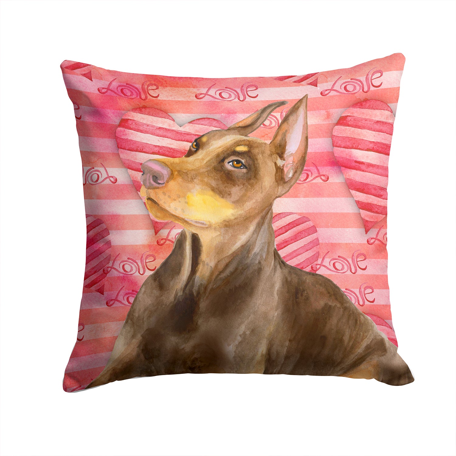 Doberman Pinscher Love Fabric Decorative Pillow BB9796PW1414 - the-store.com