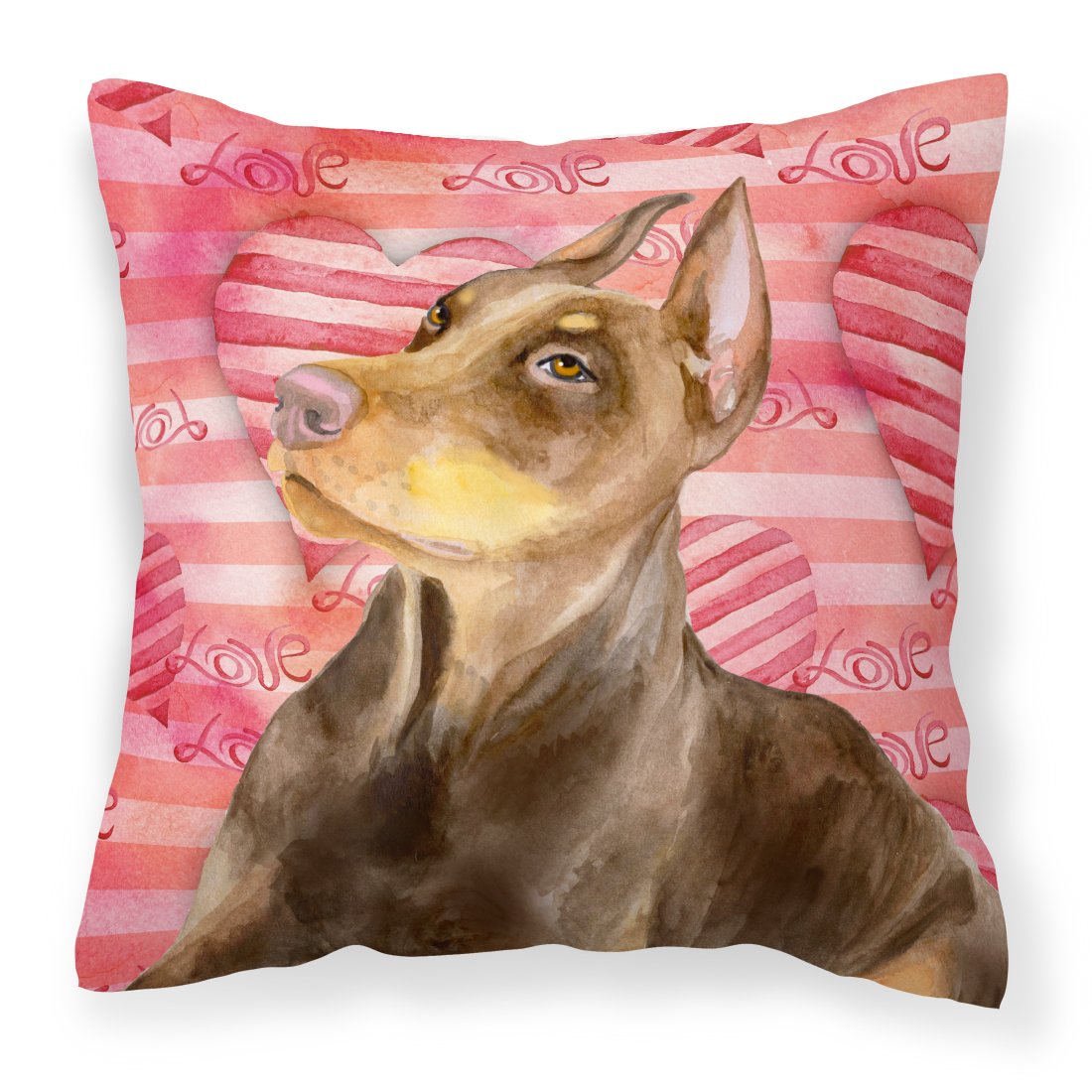 Doberman Pinscher Love Fabric Decorative Pillow BB9796PW1818 by Caroline's Treasures