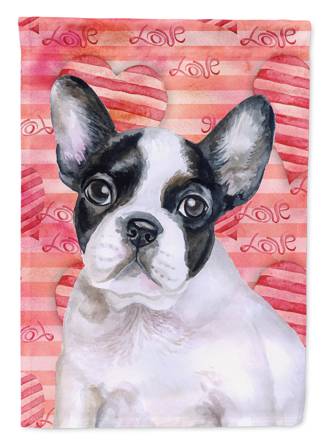 French Bulldog Black White Love Flag Canvas House Size BB9797CHF  the-store.com.