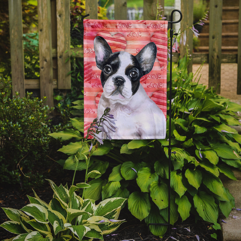 French Bulldog Black White Love Flag Garden Size BB9797GF  the-store.com.