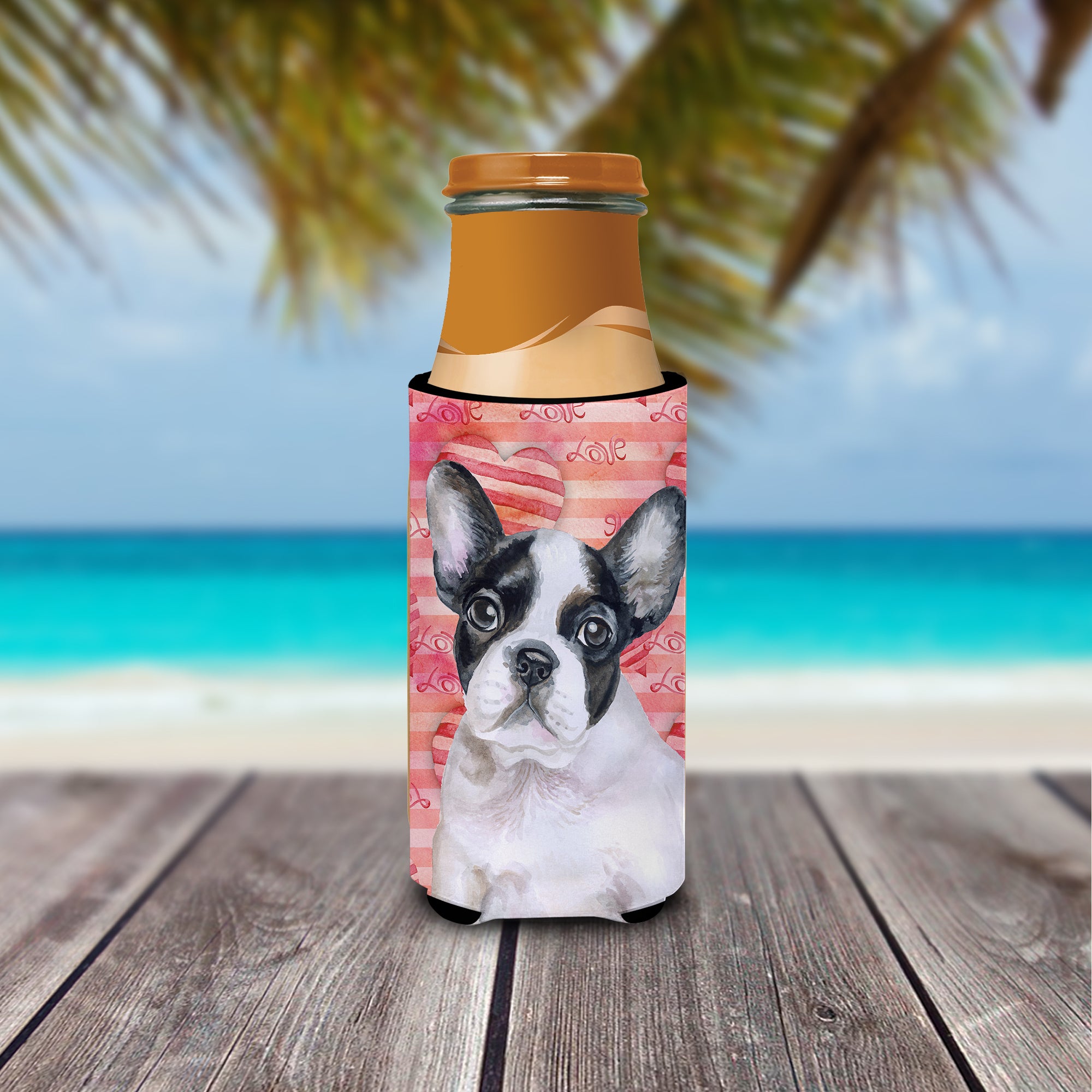 French Bulldog Black White Love  Ultra Hugger for slim cans BB9797MUK  the-store.com.