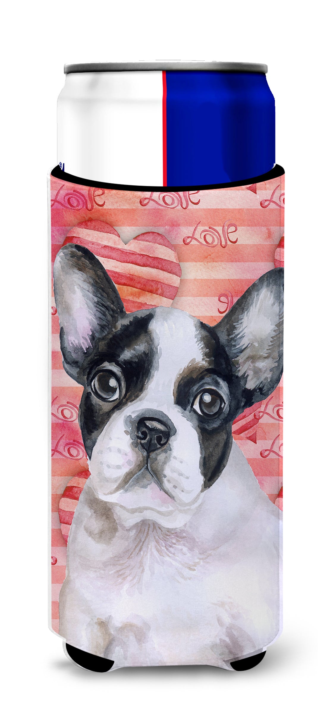 French Bulldog Black White Love  Ultra Hugger for slim cans BB9797MUK  the-store.com.