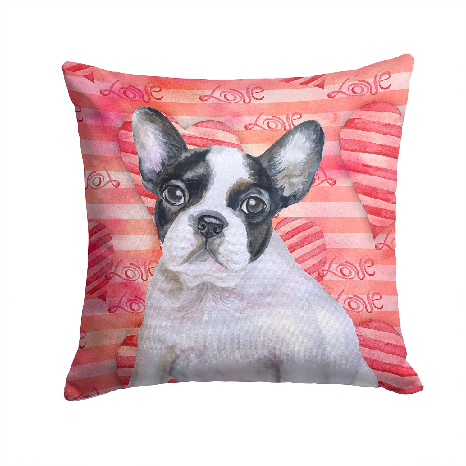 French Bulldog Black White Love Fabric Decorative Pillow BB9797PW1414 - the-store.com