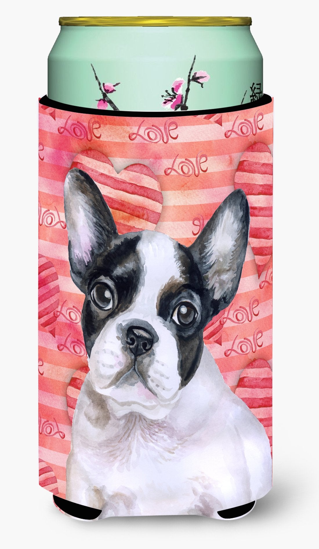 French Bulldog Black White Love Tall Boy Beverage Insulator Hugger BB9797TBC by Caroline&#39;s Treasures