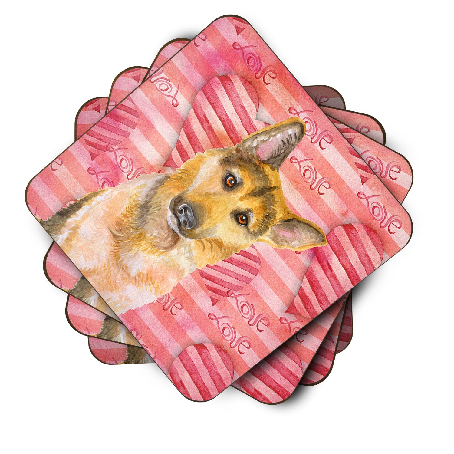 German Shepherd #2 Love Foam Coaster Set of 4 BB9798FC - the-store.com