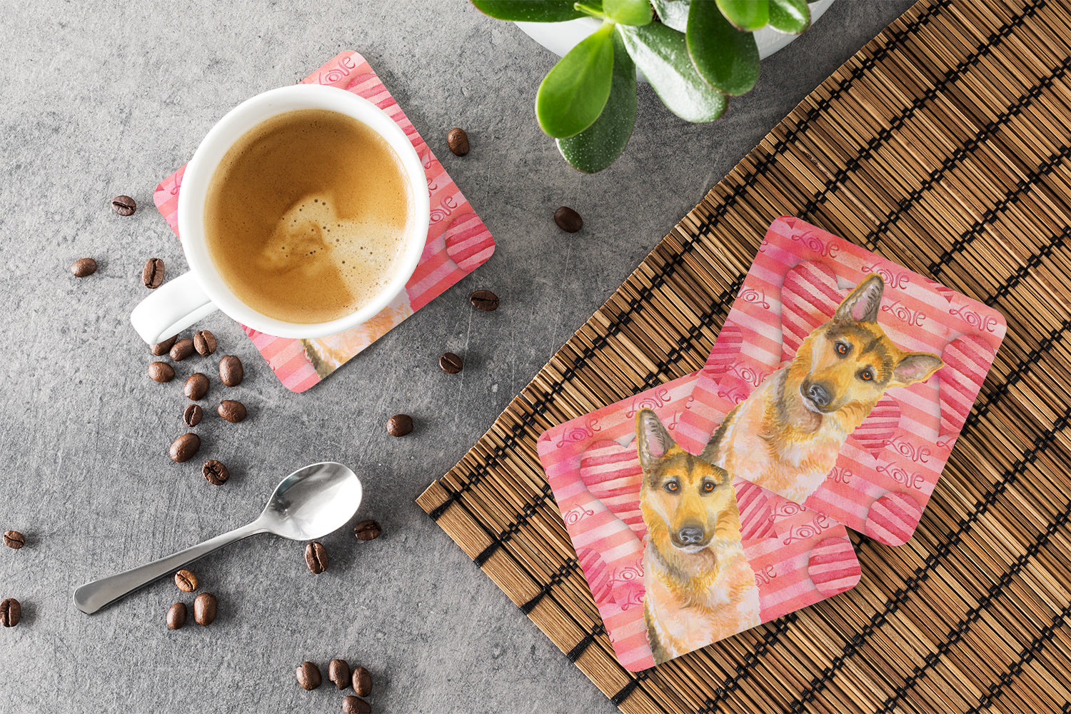 German Shepherd #2 Love Foam Coaster Set of 4 BB9798FC - the-store.com