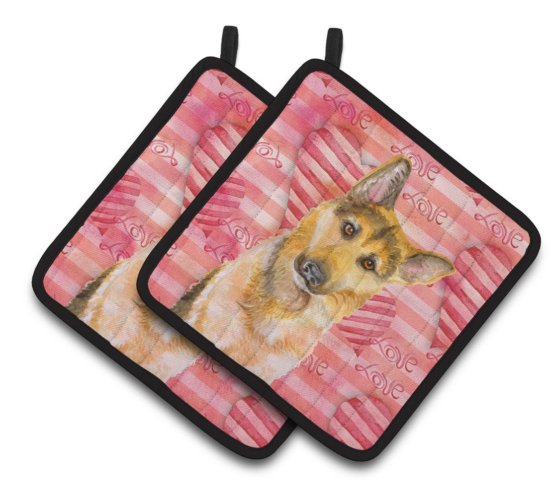 German Shepherd #2 Love Pair of Pot Holders BB9798PTHD by Caroline's Treasures