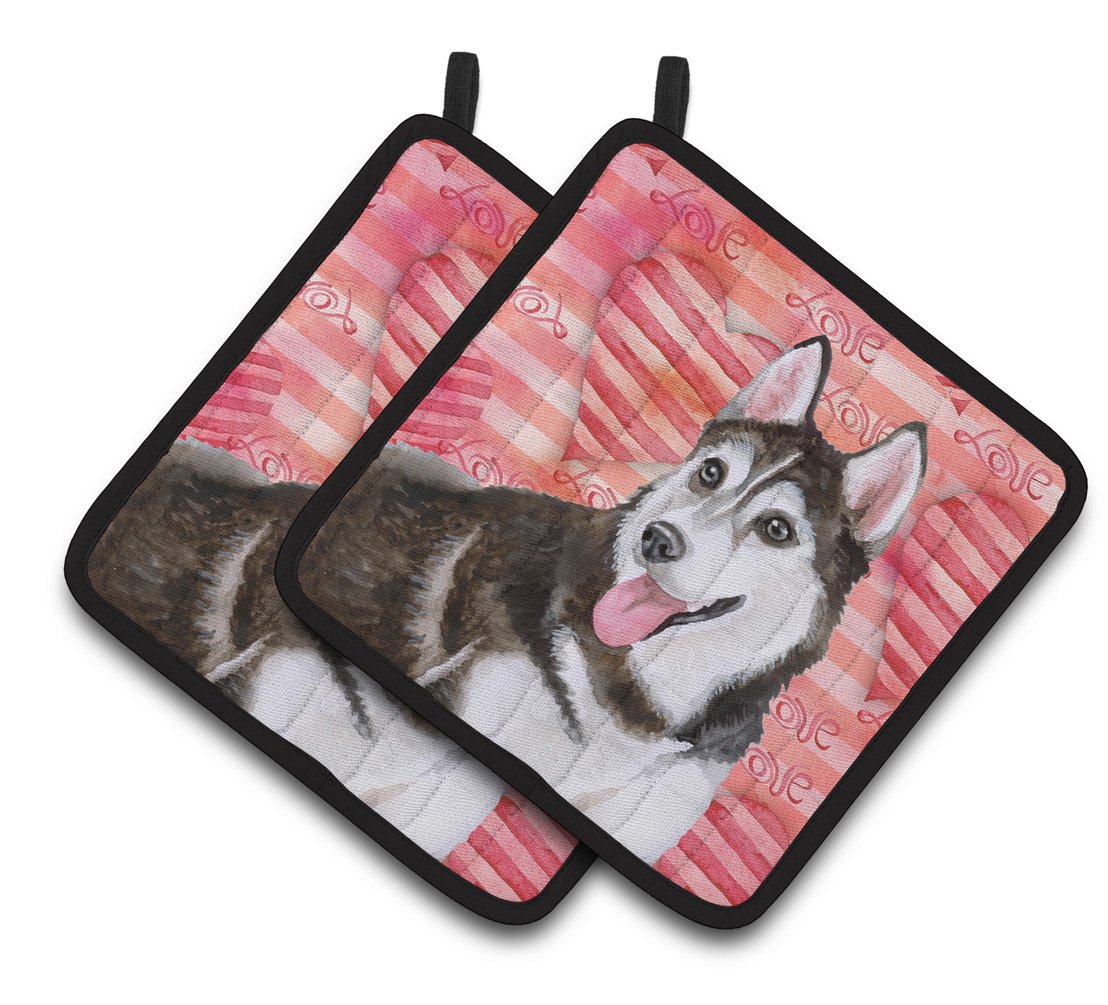 Siberian Husky #2 Love Pair of Pot Holders BB9799PTHD by Caroline's Treasures