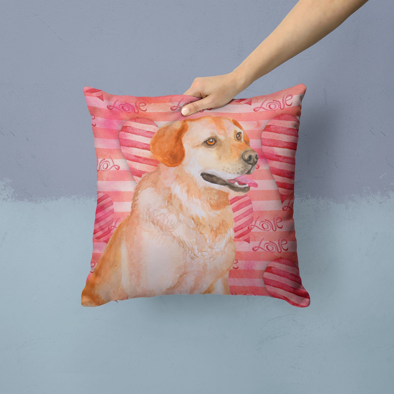 Labrador Retriever Love Fabric Decorative Pillow BB9801PW1414 - the-store.com