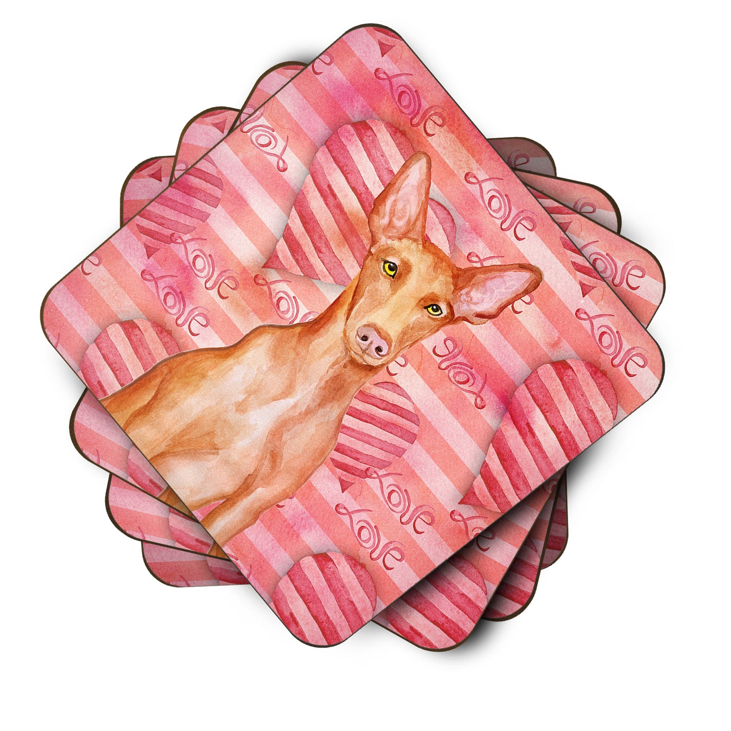 Pharaoh Hound Love Foam Coaster Set of 4 BB9802FC - the-store.com