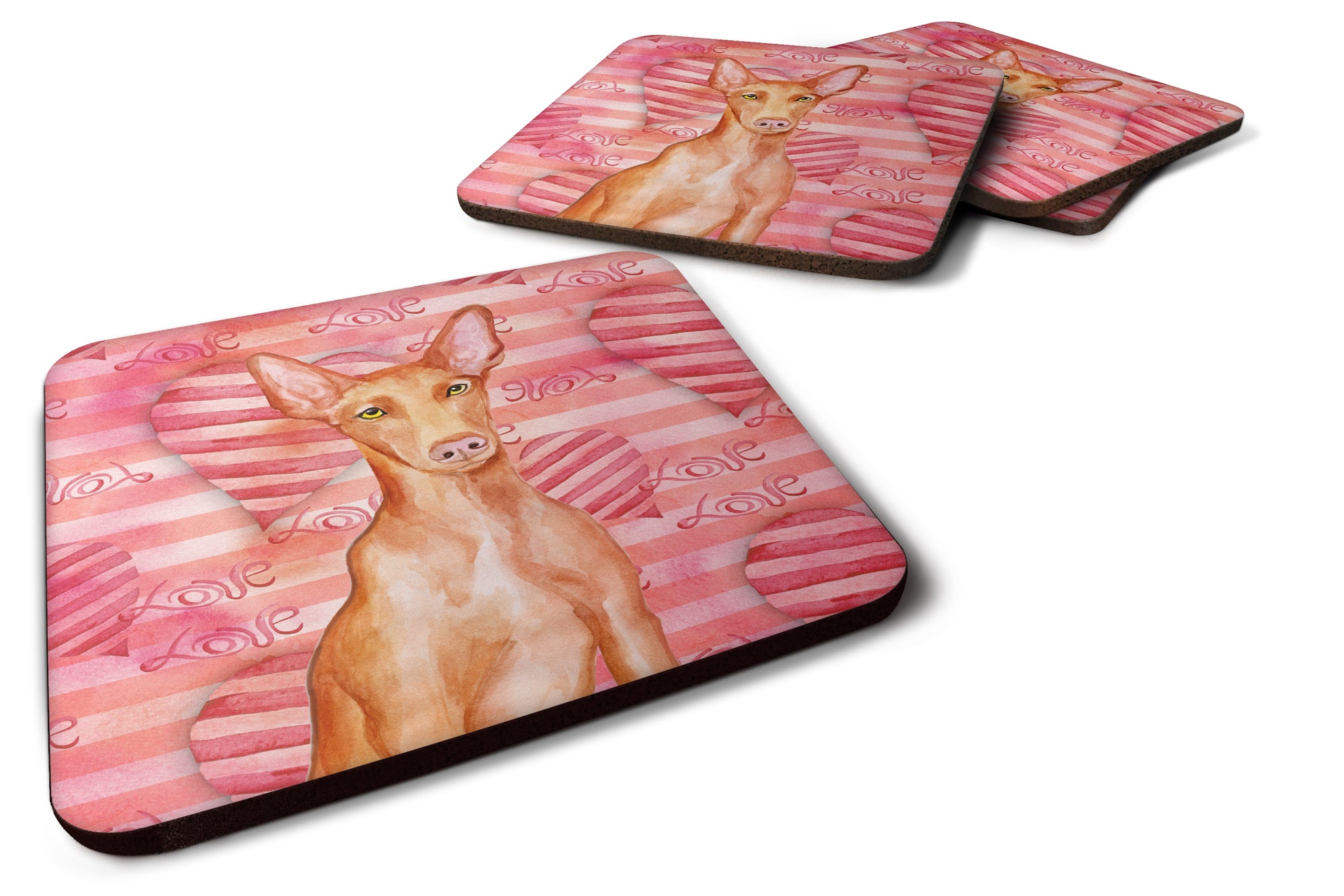 Pharaoh Hound Love Foam Coaster Set of 4 BB9802FC - the-store.com