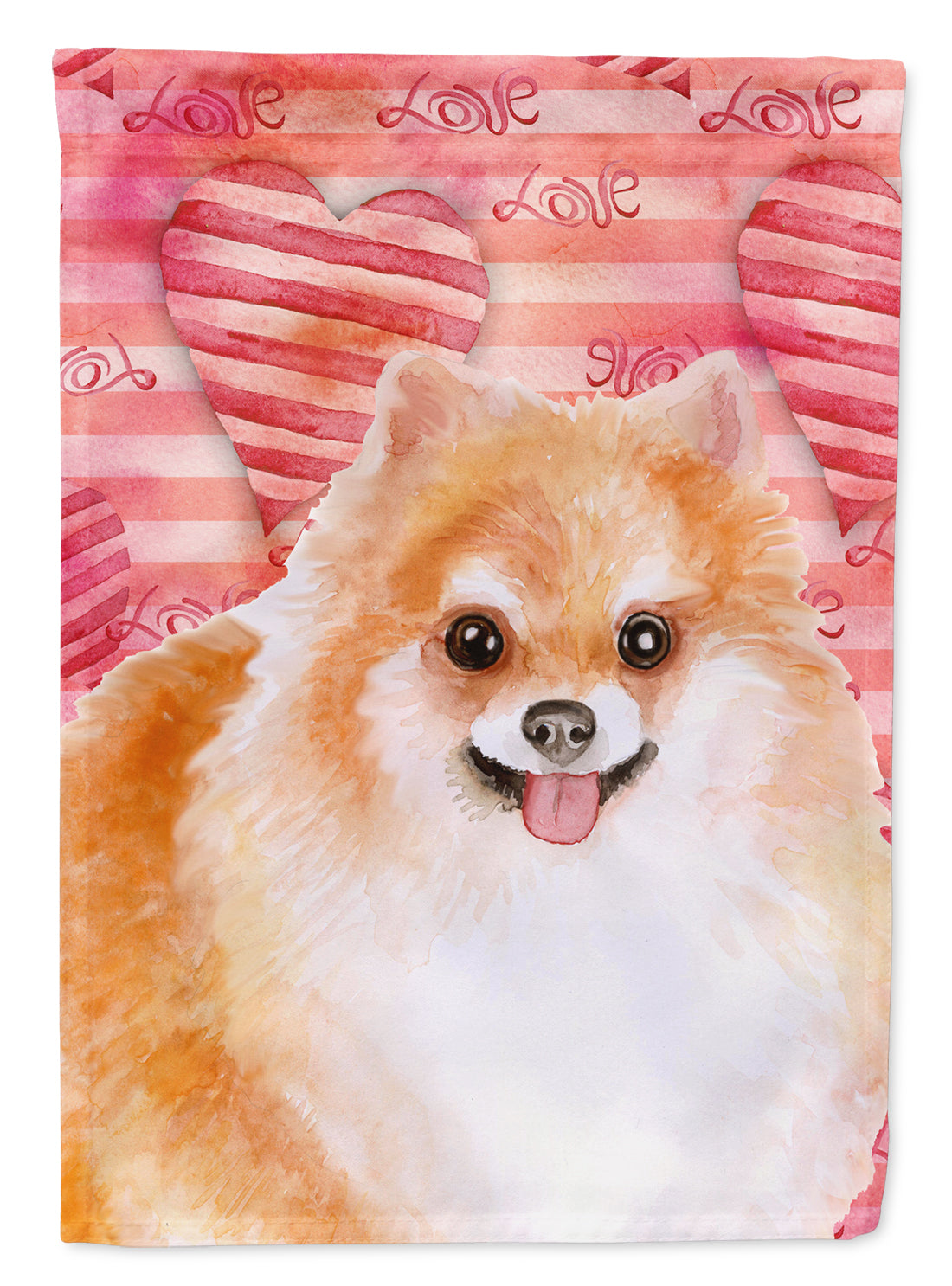 Pomeranian #2 Love Flag Canvas House Size BB9803CHF  the-store.com.