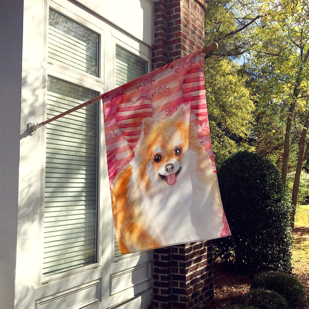 Pomeranian #2 Love Flag Canvas House Size BB9803CHF  the-store.com.