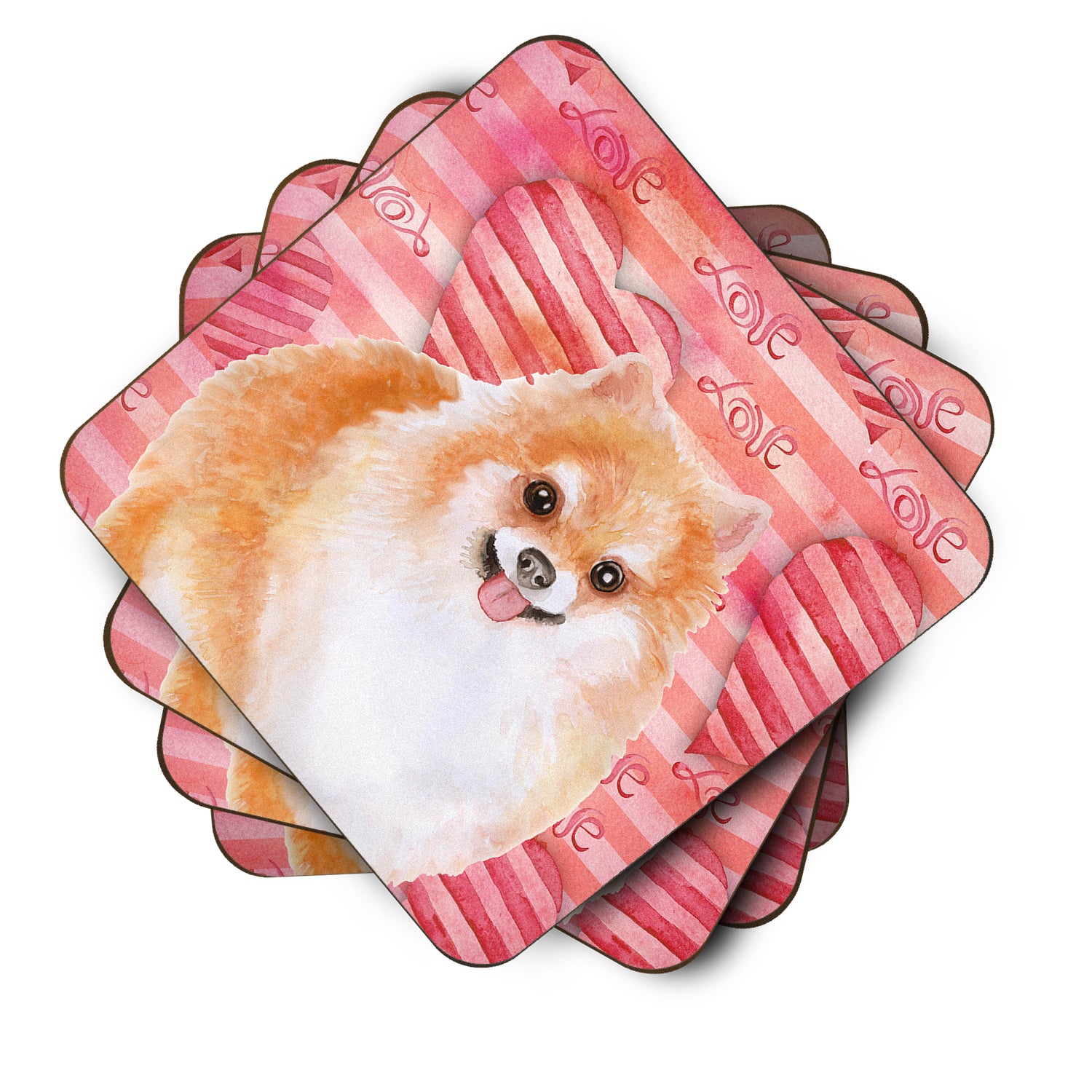 Pomeranian #2 Love Foam Coaster Set of 4 BB9803FC - the-store.com