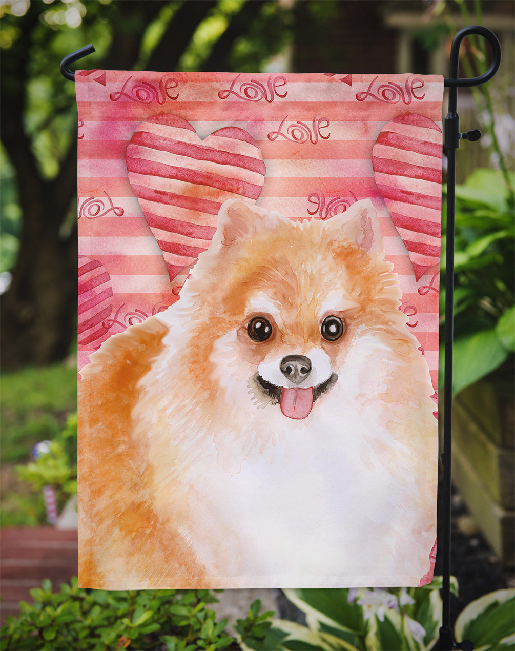 Pomeranian #2 Love Flag Garden Size BB9803GF  the-store.com.