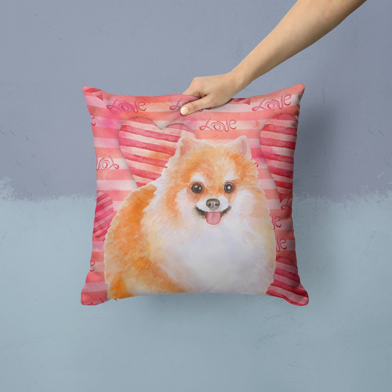 Pomeranian #2 Love Fabric Decorative Pillow BB9803PW1414 - the-store.com