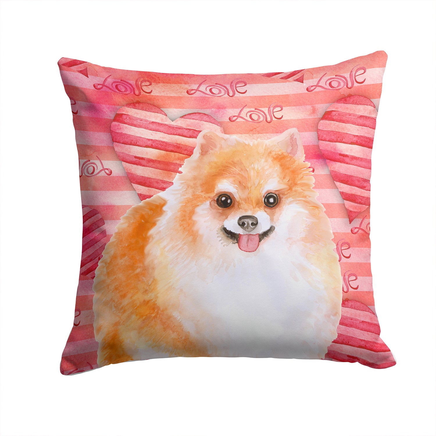 Pomeranian #2 Love Fabric Decorative Pillow BB9803PW1414 - the-store.com