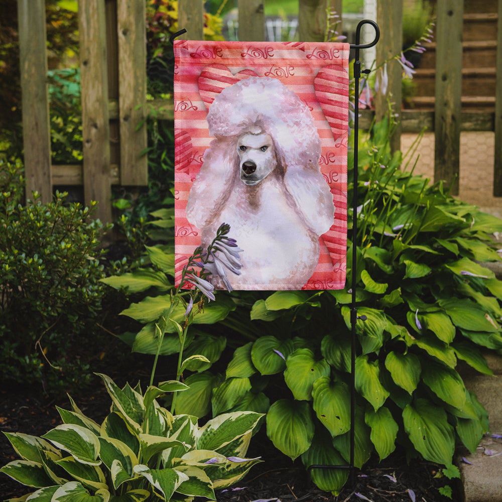 White Standard Poodle Love Flag Garden Size BB9804GF  the-store.com.