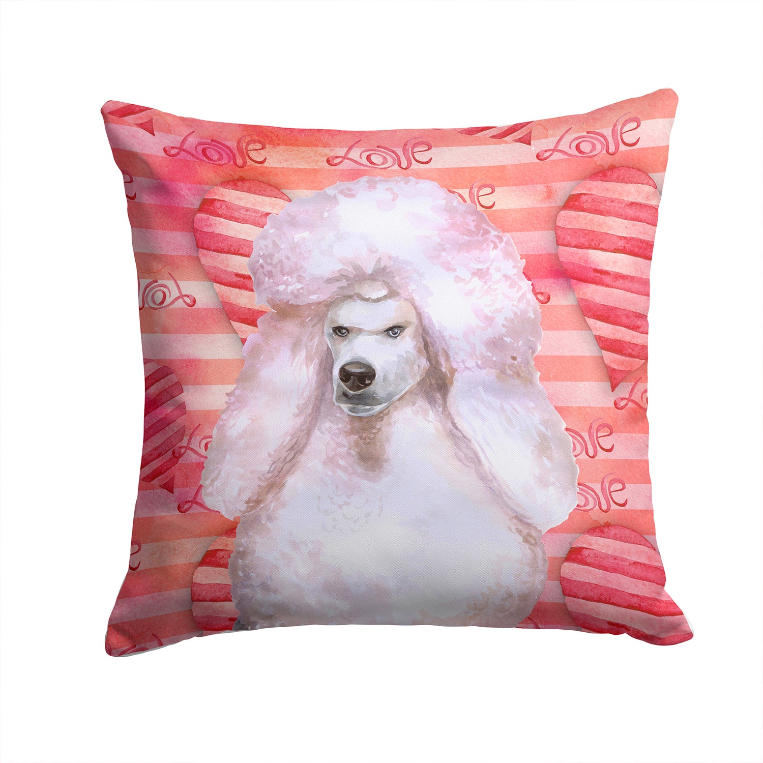 White Standard Poodle Love Fabric Decorative Pillow BB9804PW1414 - the-store.com