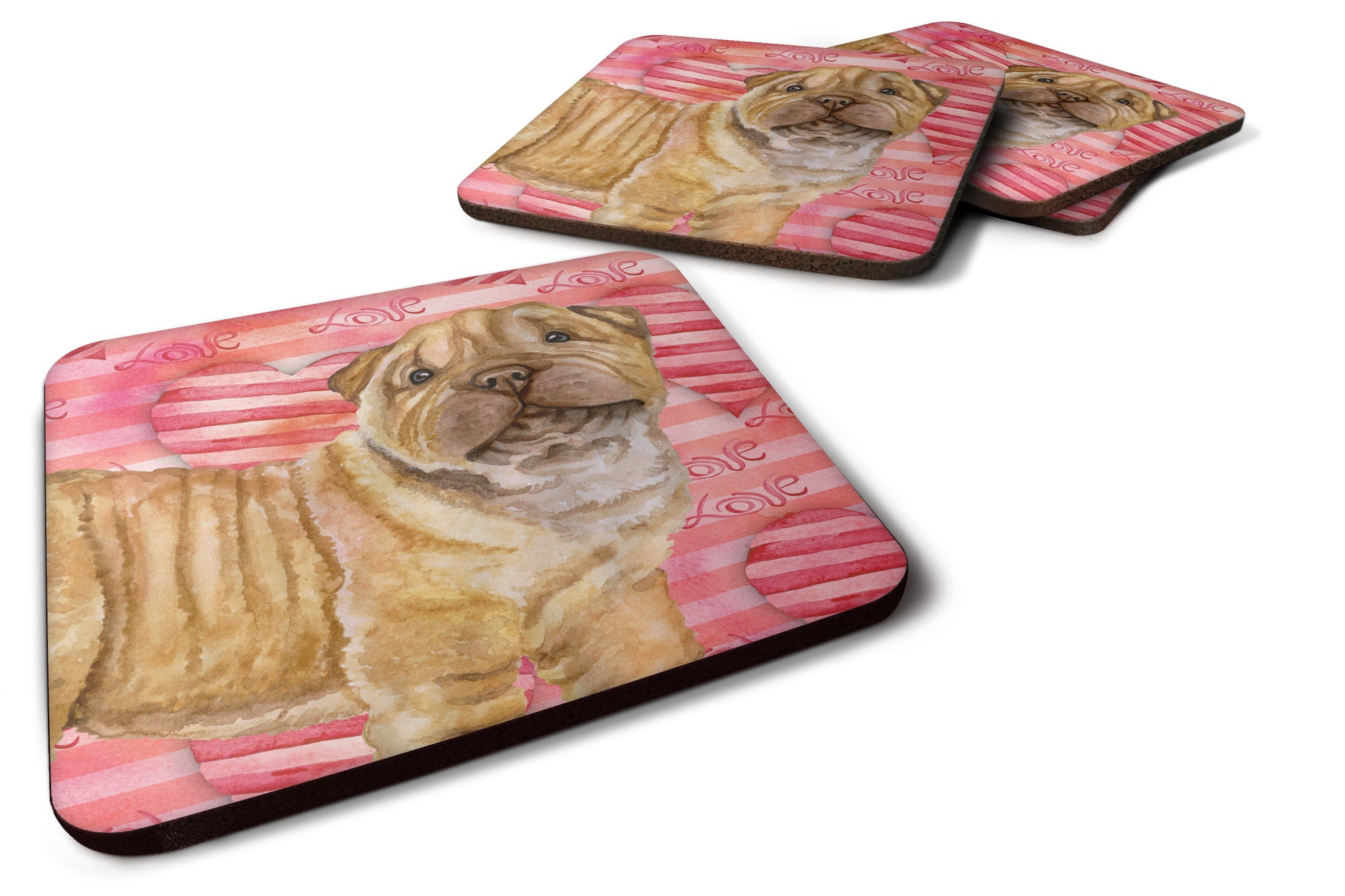 Shar Pei Puppy Love Foam Coaster Set of 4 BB9806FC - the-store.com