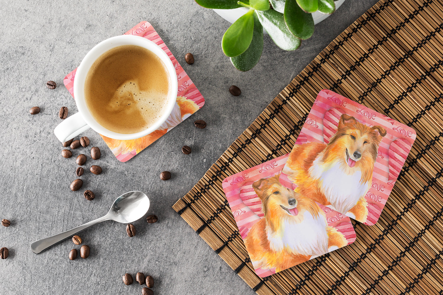 Sheltie Love Foam Coaster Set of 4 BB9807FC - the-store.com