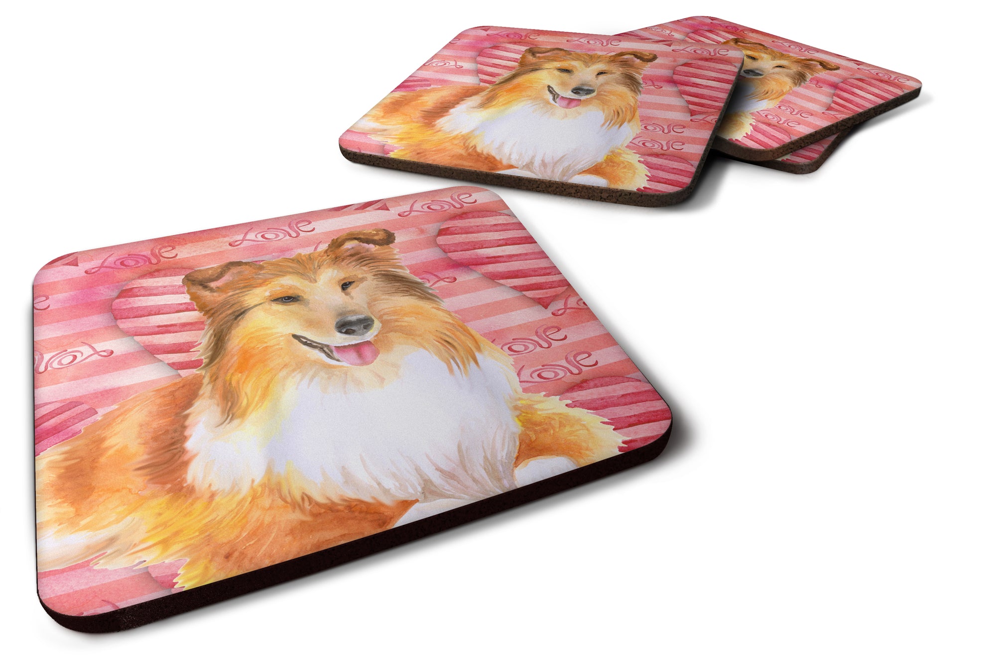 Sheltie Love Foam Coaster Set of 4 BB9807FC - the-store.com