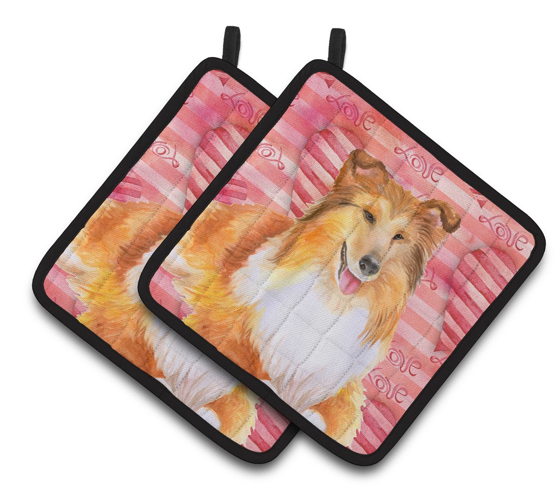 Sheltie Love Pair of Pot Holders BB9807PTHD by Caroline's Treasures