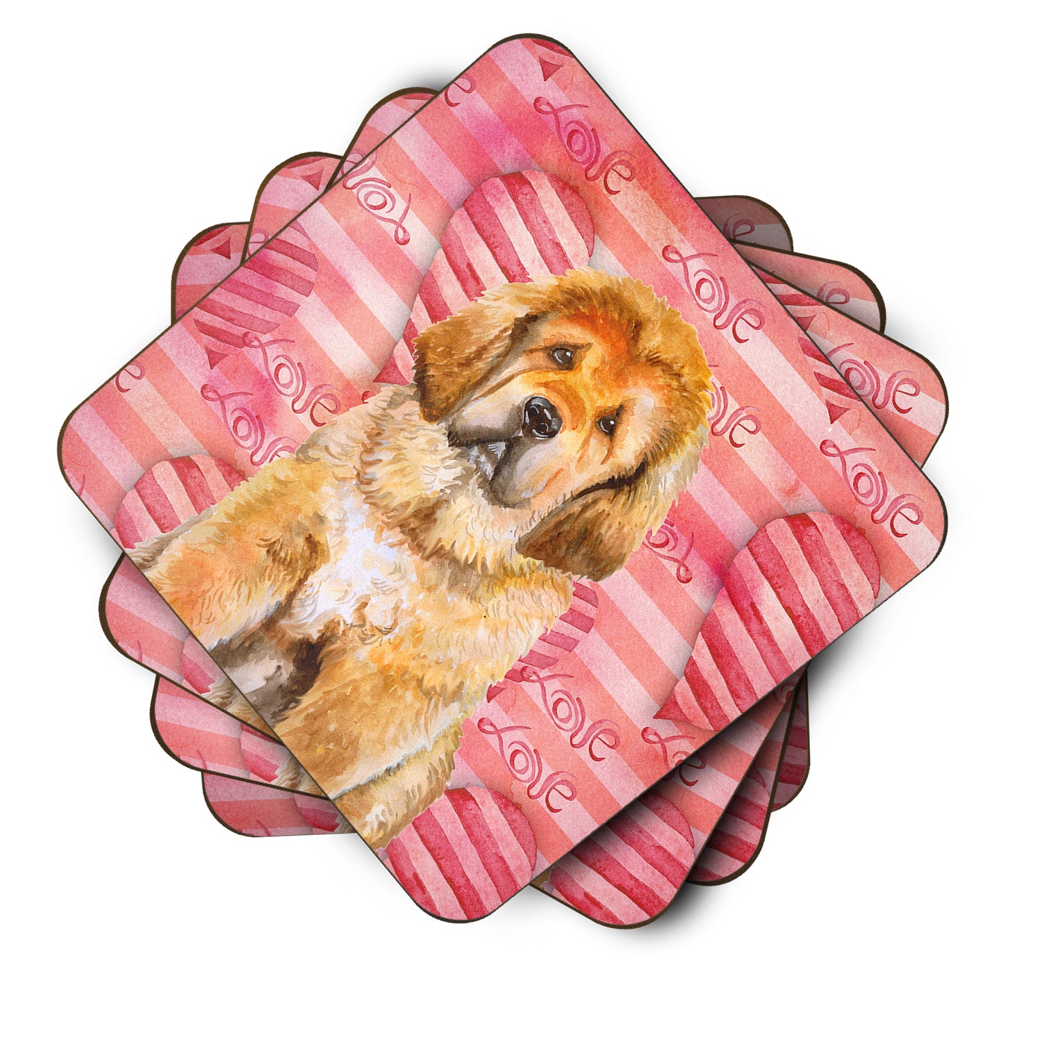 Tibetan Mastiff Love Foam Coaster Set of 4 BB9808FC - the-store.com