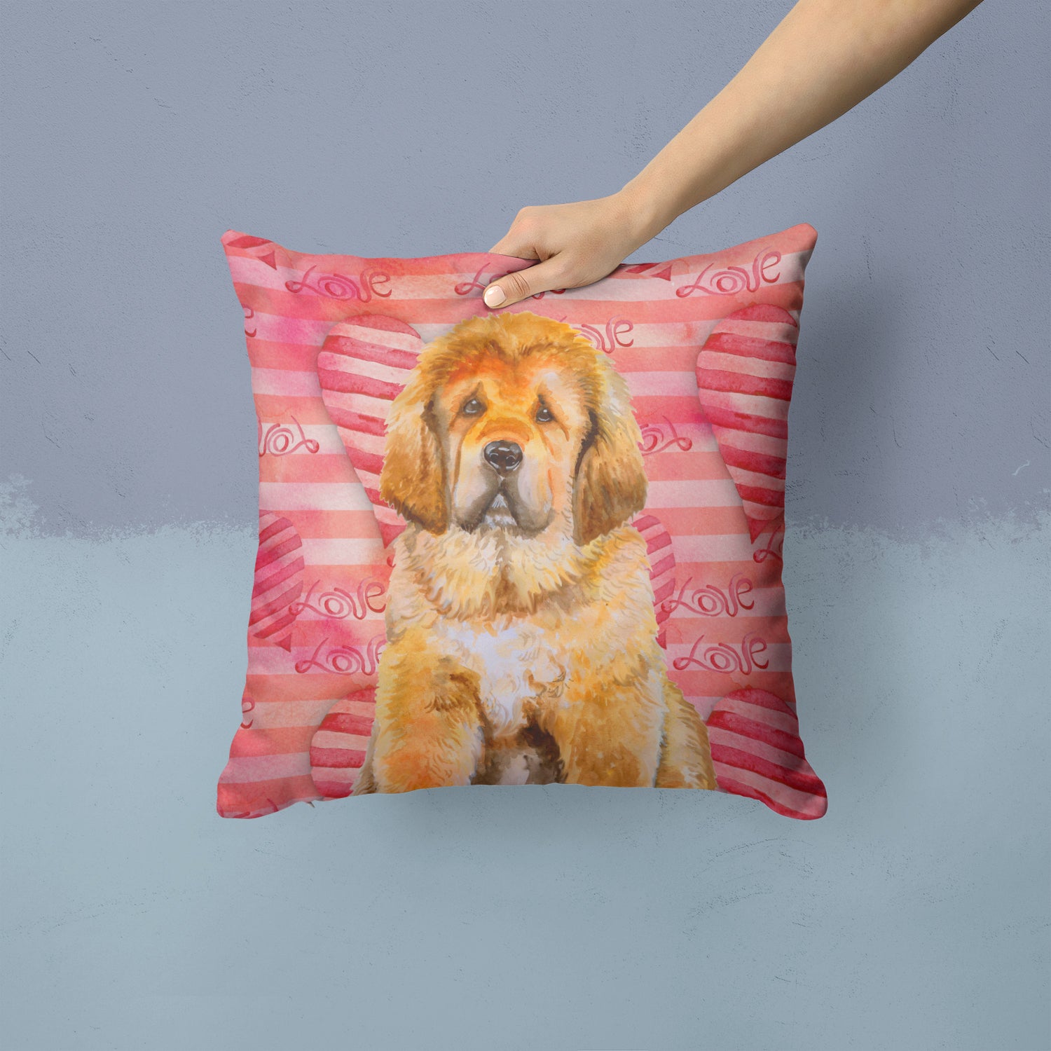 Tibetan Mastiff Love Fabric Decorative Pillow BB9808PW1414 - the-store.com