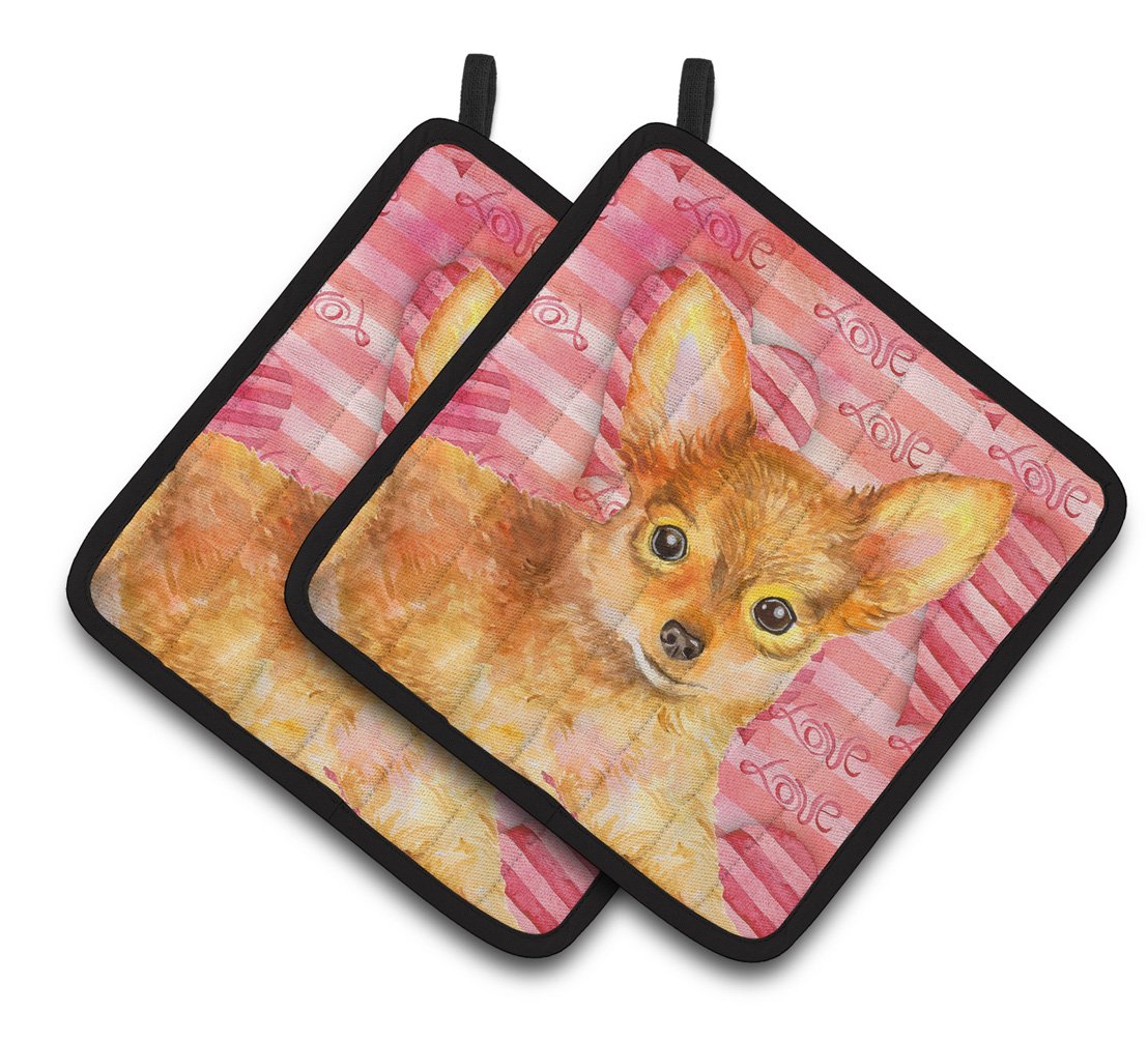 Toy Terrier Love Pair of Pot Holders BB9809PTHD by Caroline's Treasures