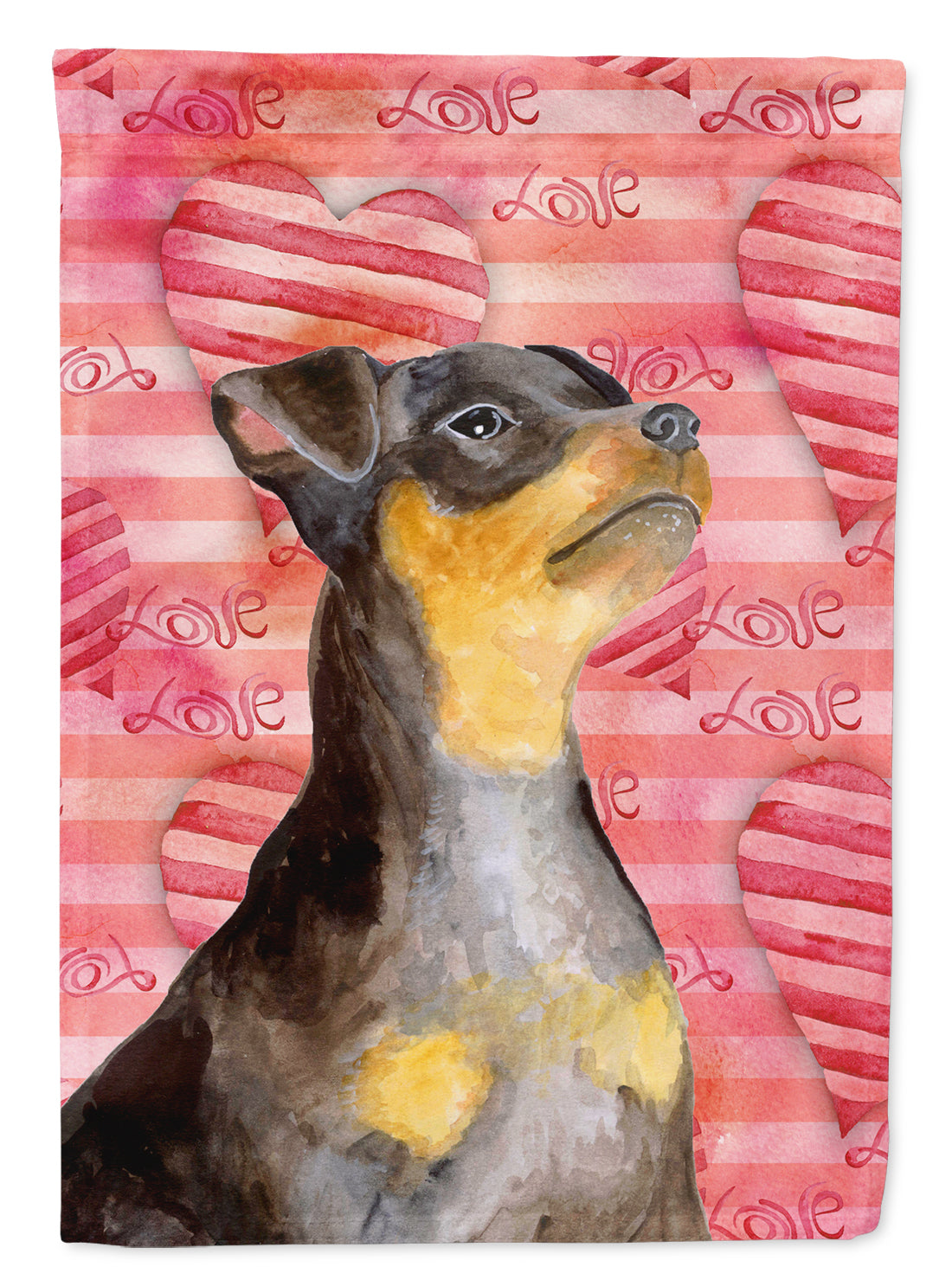 Miniature Pinscher #2 Love Flag Canvas House Size BB9811CHF  the-store.com.