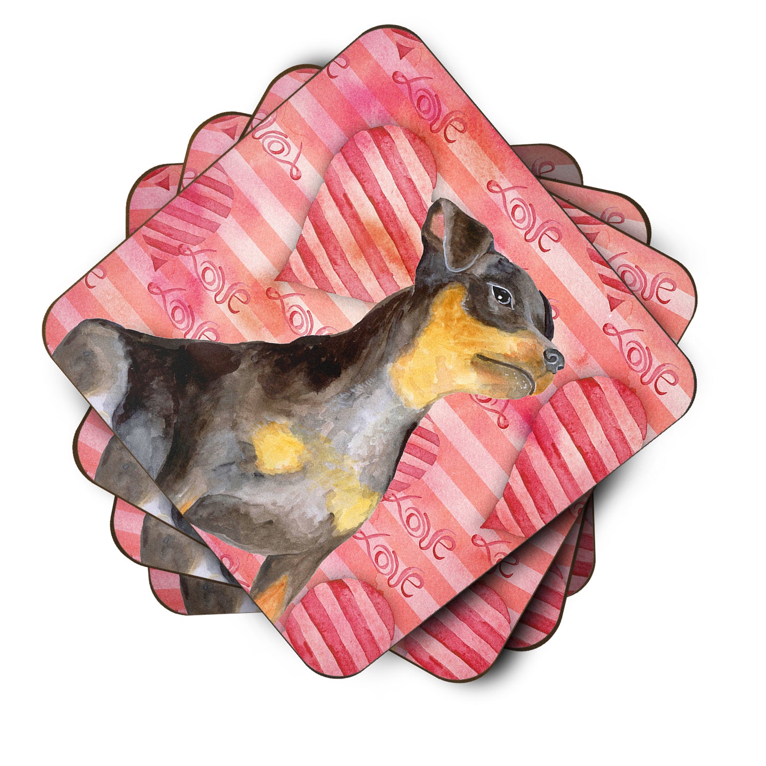 Set of 4 Miniature Pinscher #2 Love Foam Coasters Set of 4 - the-store.com