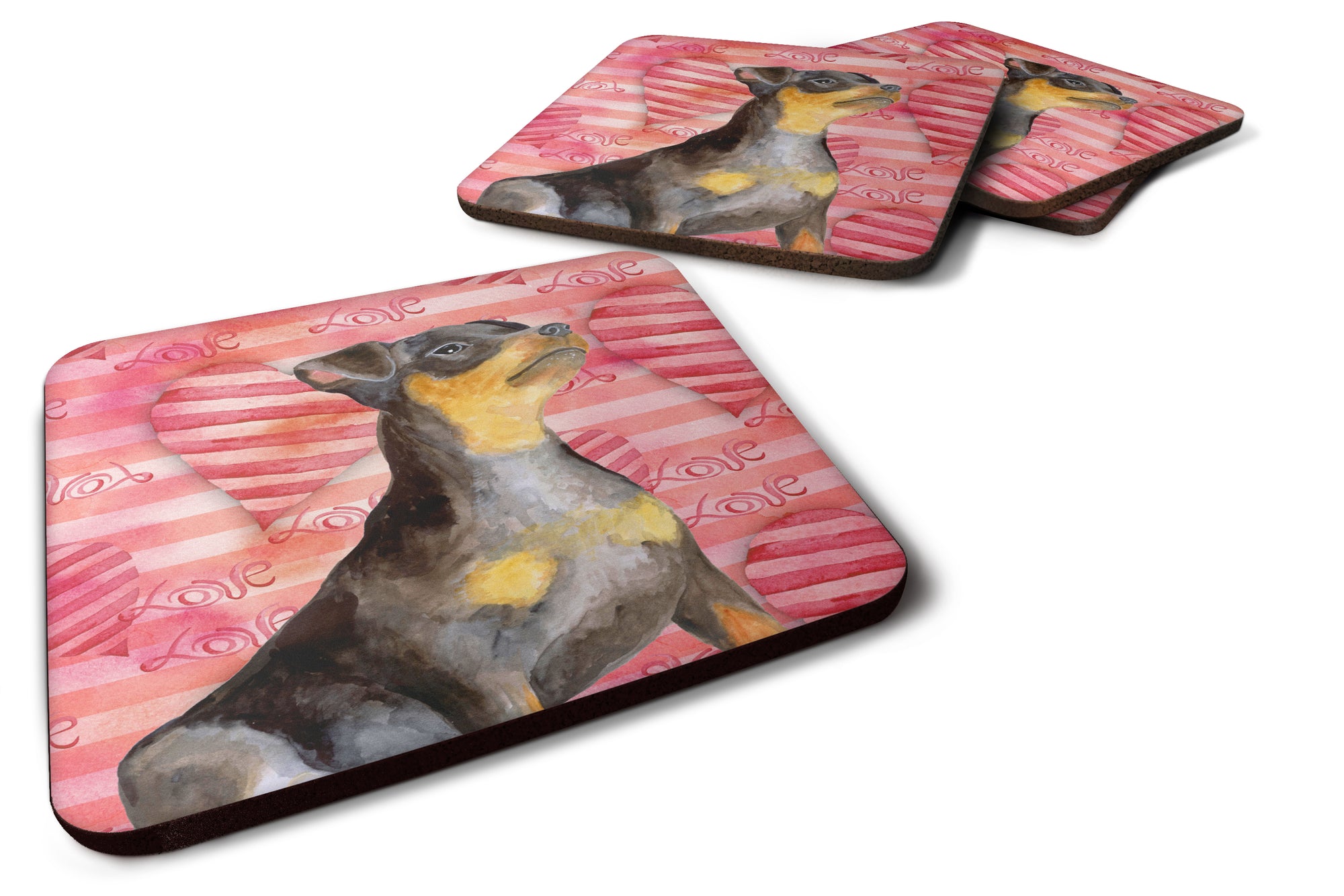 Set of 4 Miniature Pinscher #2 Love Foam Coasters Set of 4 - the-store.com