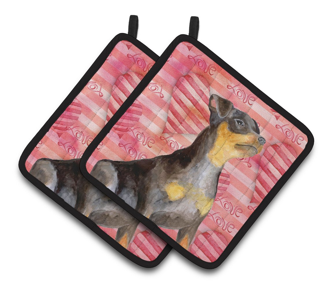 Miniature Pinscher #2 Love Pair of Pot Holders BB9811PTHD by Caroline&#39;s Treasures