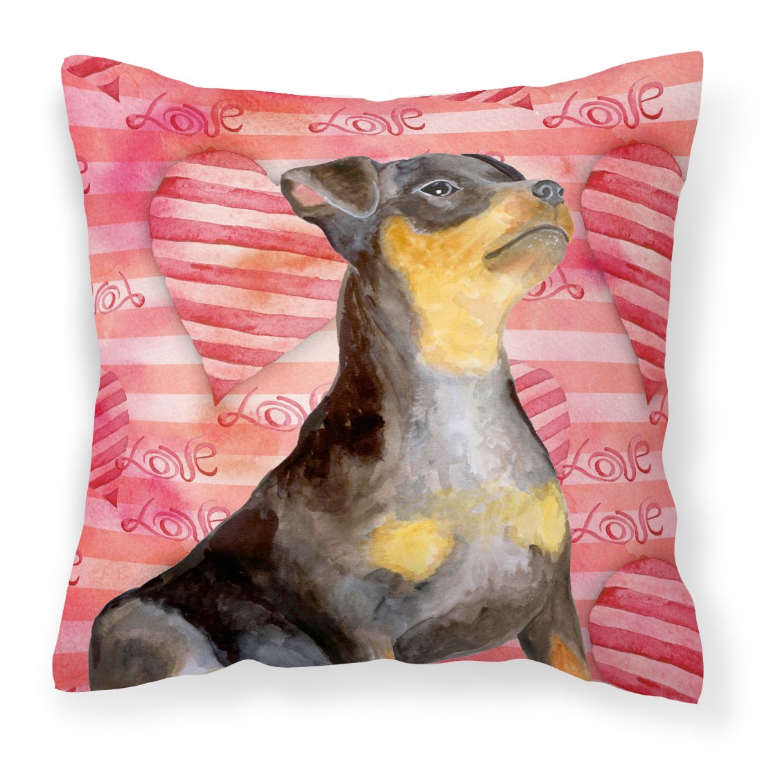 Miniature Pinscher #2 Love Fabric Decorative Pillow BB9811PW1818 by Caroline&#39;s Treasures