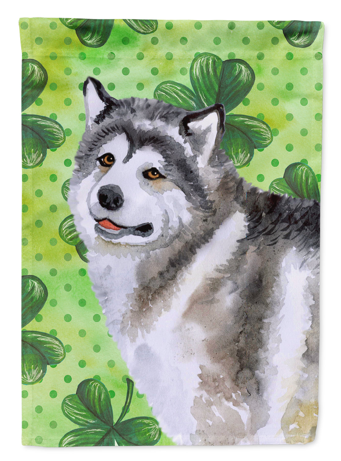 Alaskan Malamute St Patrick&#39;s Flag Canvas House Size BB9812CHF  the-store.com.